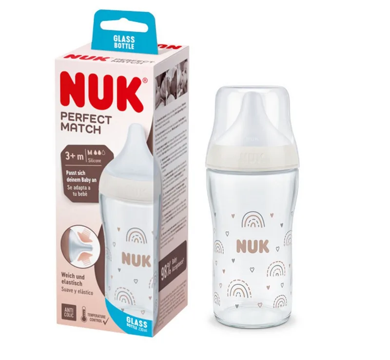 Babyflasche NUK Perfect Match Glasflasche, weiß (Regenbogen) van NUK – productfoto