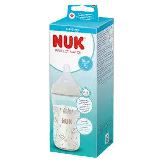Babyflasche Perfect Match aus Glas, 230ml by NUK in White, 7,2 × 7,2 × 21,2 mm – product photo 2 of 2