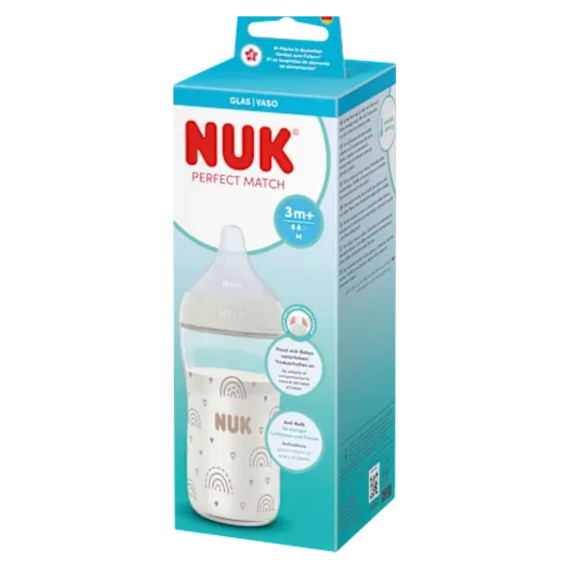 Babyflasche Perfect Match aus Glas, 230ml by NUK in White, 7,2 × 7,2 × 21,2 mm – product photo 2 of 2
