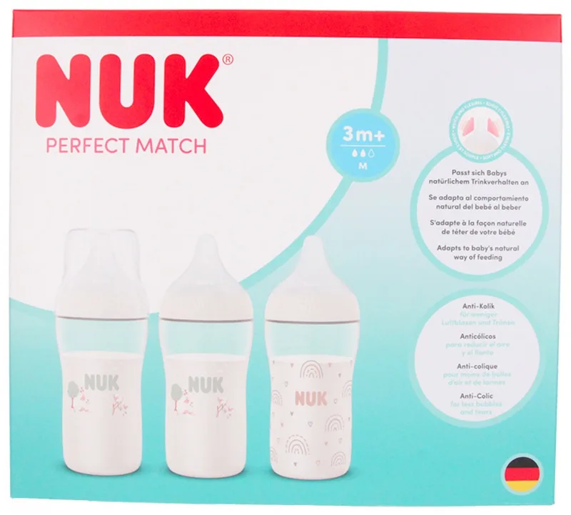 babyfles set - anti-koliek flessen 3x260ml - Rainbow Sheep. fra NUK i Meerkleurig – produktbillede