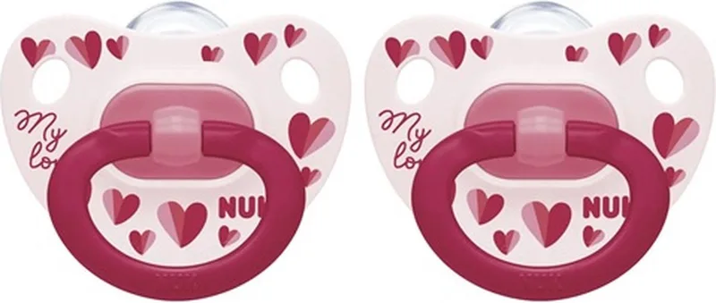 Classic | My Love | siliconen fopspenen | 2st. set | roze- rood | 18-36 maanden van NUK in Roze, Rood – productfoto