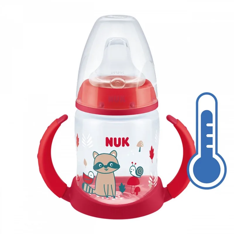 First Choice babyleerfles 150ml met temperatuurindicator - Drinkfles van NUK in Turkooise – productfoto