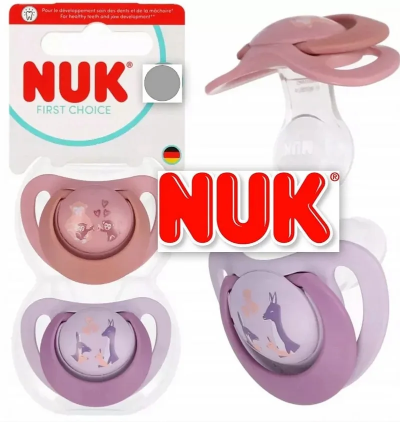 First Choice Fopspeen – Siliconen – Apen / Kangoeroes - 2 stuks de NUK en Violet, Marron – photo produit