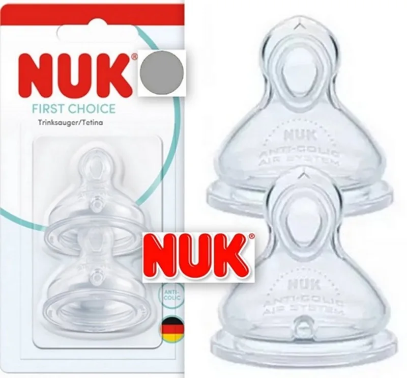 First Choice Siliconen | Speen : S, 0m+| Anti-Colic | 2 Stuks by NUK in Transparent – product photo