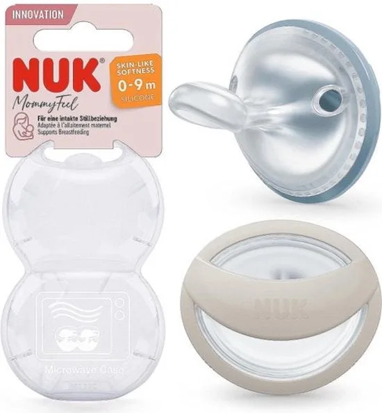 Fopspeen NUK Mommyfeel Blauw/Grijs 0-9mnd 2-pack van NUK – productfoto 3 van 3