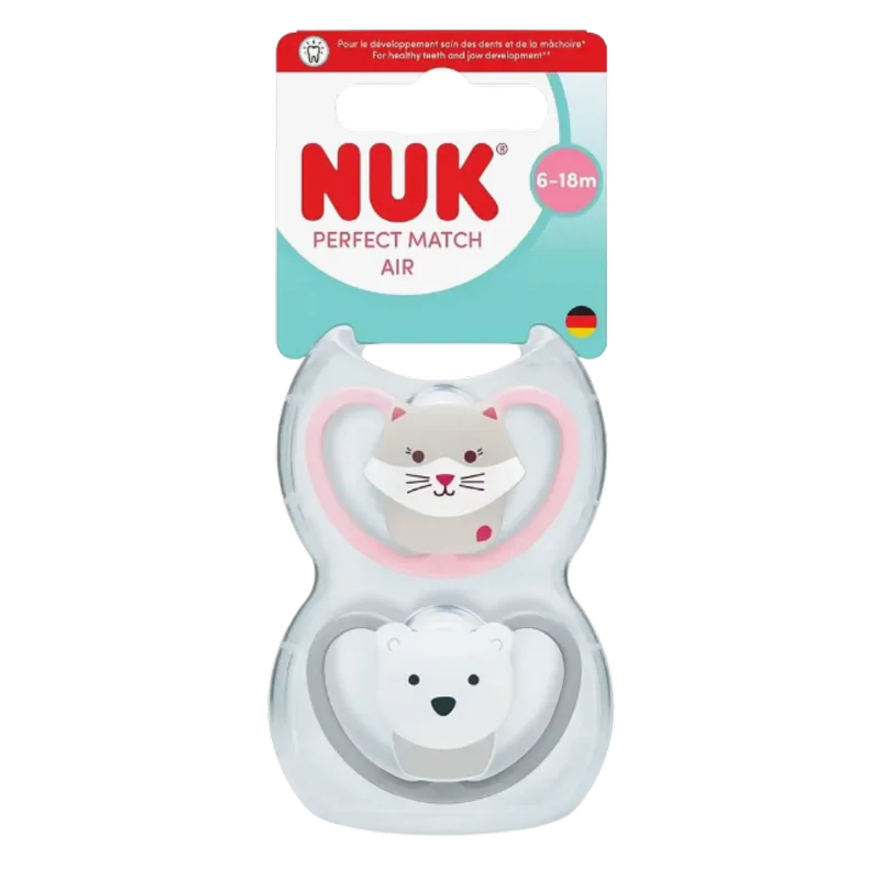 Fopspeen NUK Perfect Match Air Kat/Ijsbeer 2stk 6-18mnd von NUK – Produktfoto 2 von 2