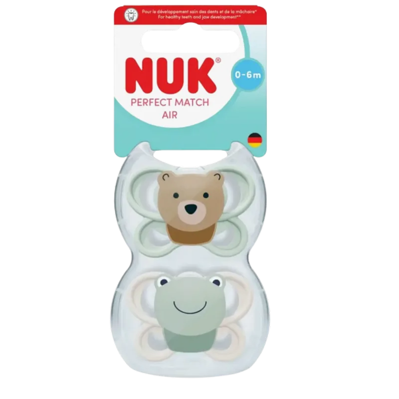 Fopspeen NUK Perfect Match Air Kikker/Beer 2stk 0-6mnd de NUK – photo produit 2 sur 2