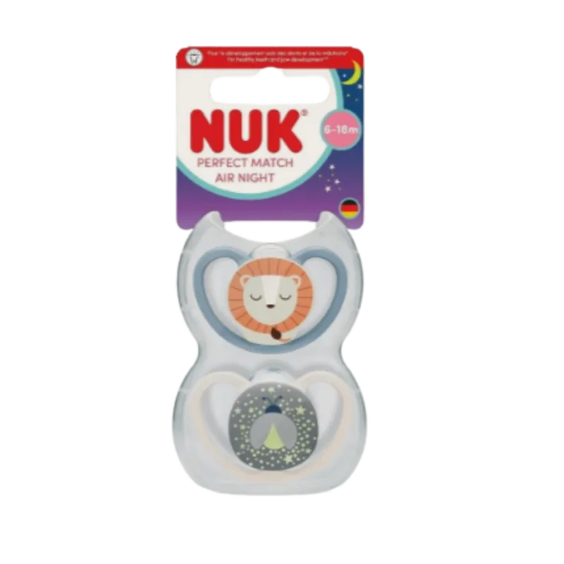 Fopspeen NUK Perfect Match Air Night Leeuw/Vuurvlieg 2stk 6-18mnd van NUK – productfoto 2 van 2