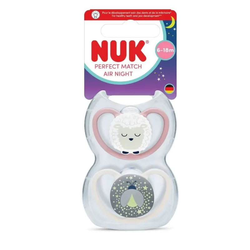 Fopspeen NUK Perfect Match Air Night Schaap/Vuurvlieg 6-18mnd 2-pack de NUK – photo produit 2 sur 2