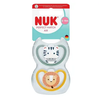 Fopspeen NUK Perfect Match Air Zebra/Leeuw 2stk 6-18mnd de NUK – photo produit 2 sur 2