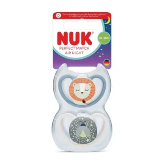 Fopspeen Perfect Match Air Night Leeuw/Vuurvlieg 18-36mnd 2-pack de NUK – photo produit 2 sur 2