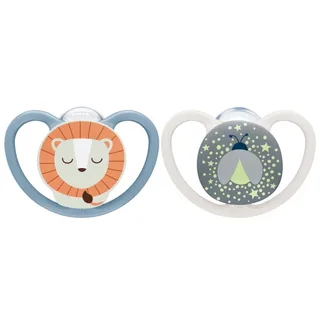 Fopspeen Perfect Match Air Night Leeuw/Vuurvlieg 18-36mnd 2-pack de NUK – photo produit 1 sur 2