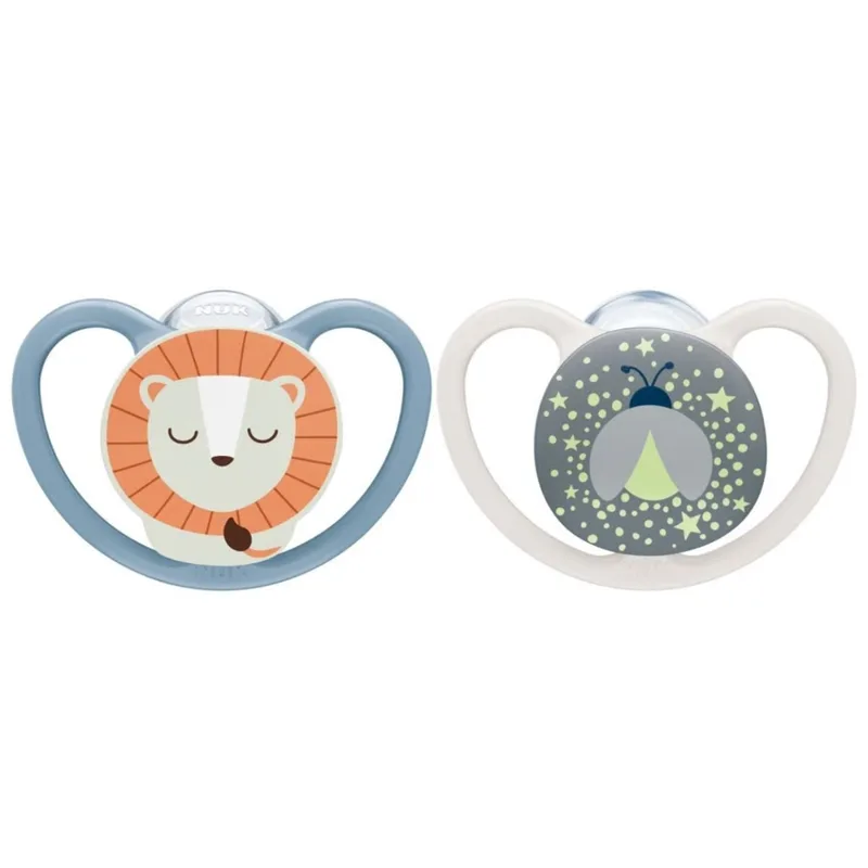 Fopspeen Perfect Match Air Night Leeuw/Vuurvlieg 18-36mnd 2-pack de NUK – photo produit 1 sur 2