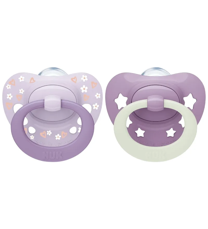Fopspenen - 2-pack - First Choice - Dag & Nacht - Paars von NUK – Produktfoto