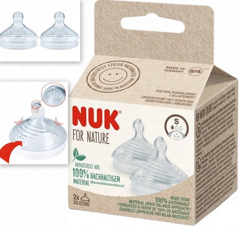 For Nature | vervangende drinkzuiger voor babyfles | 2 stuks M by NUK in Transparant – product photo