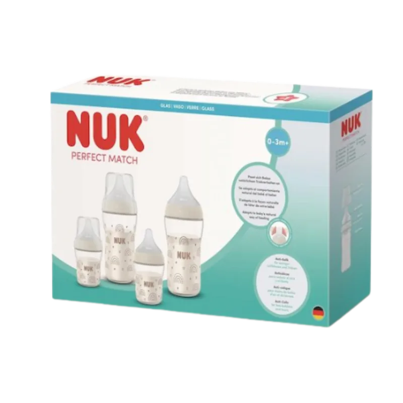 glazen babyfles set - anti-koliek flesjes 0-3M+ rainbow design. von NUK in Mehrfarbig – Produktfoto 2 von 2