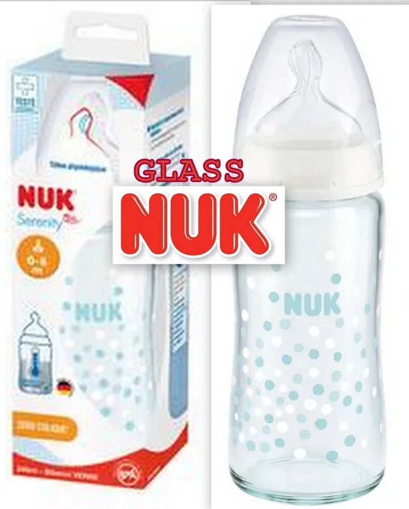 Glazen fles Serenity Plus | 240 ml | 0-6 m | wit - turkooise | 0+ maanden fra NUK i ,., – produktbillede