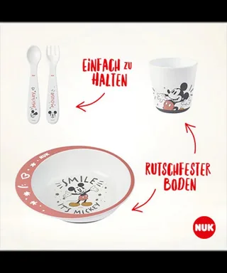 kinderservies set Mickey - plastic, magnetron- en vaatwasserbestendig. van NUK in Roze, Rood – productfoto 2 van 3
