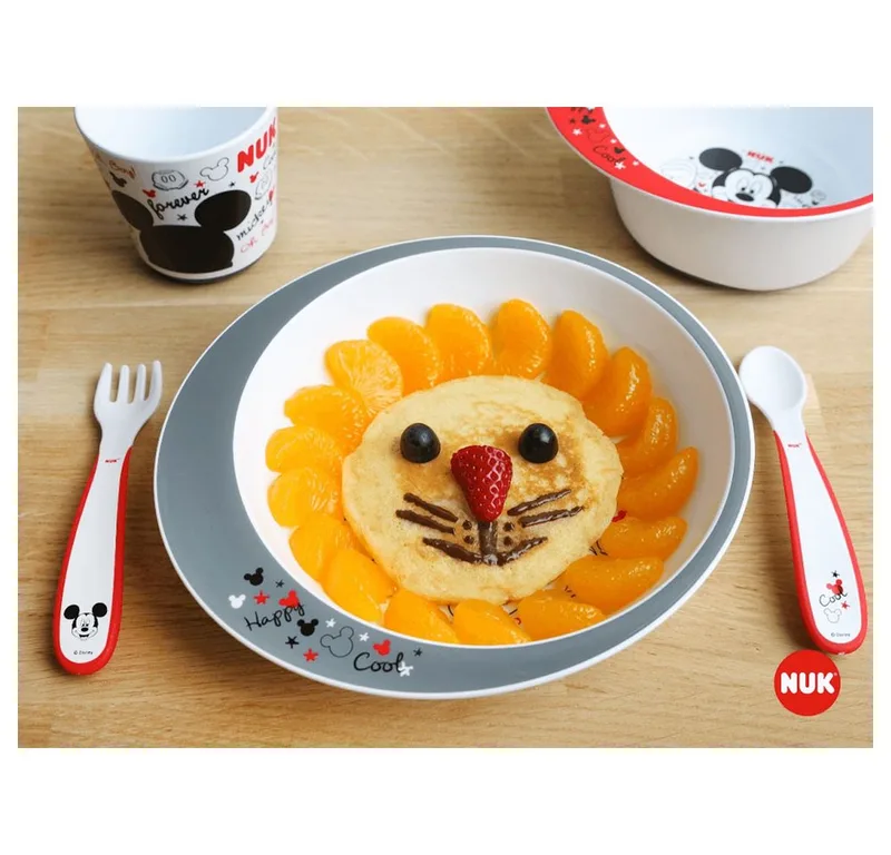 kinderservies set Mickey - plastic, magnetron- en vaatwasserbestendig. van NUK in Roze, Rood – productfoto 3 van 3