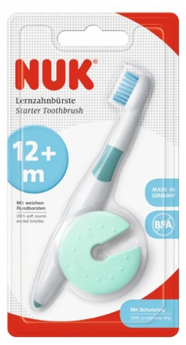 Leren tandenborstel 12-36 maanden Blauw de NUK en Blanc – photo produit