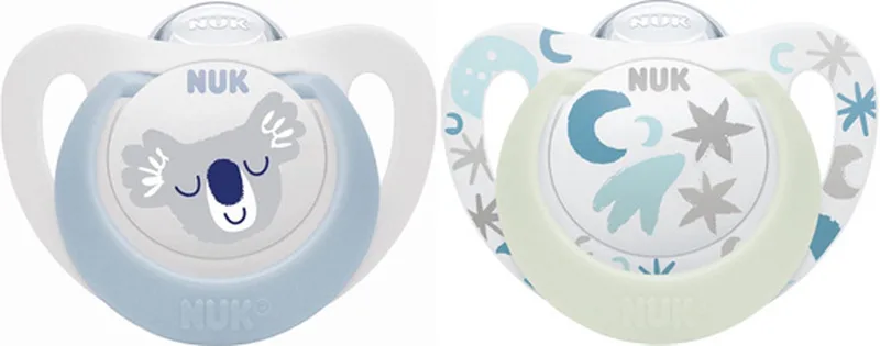 Light Star Day&Night fopspenen, 2st. set 0-6 maanden van NUK in Licht blauw – productfoto