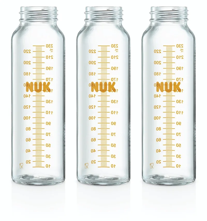 medic pro fles - moedermelk bewaarflesjes - babyfles - 230ML - Glas - 3 stuks fra NUK i Transparant – produktbillede
