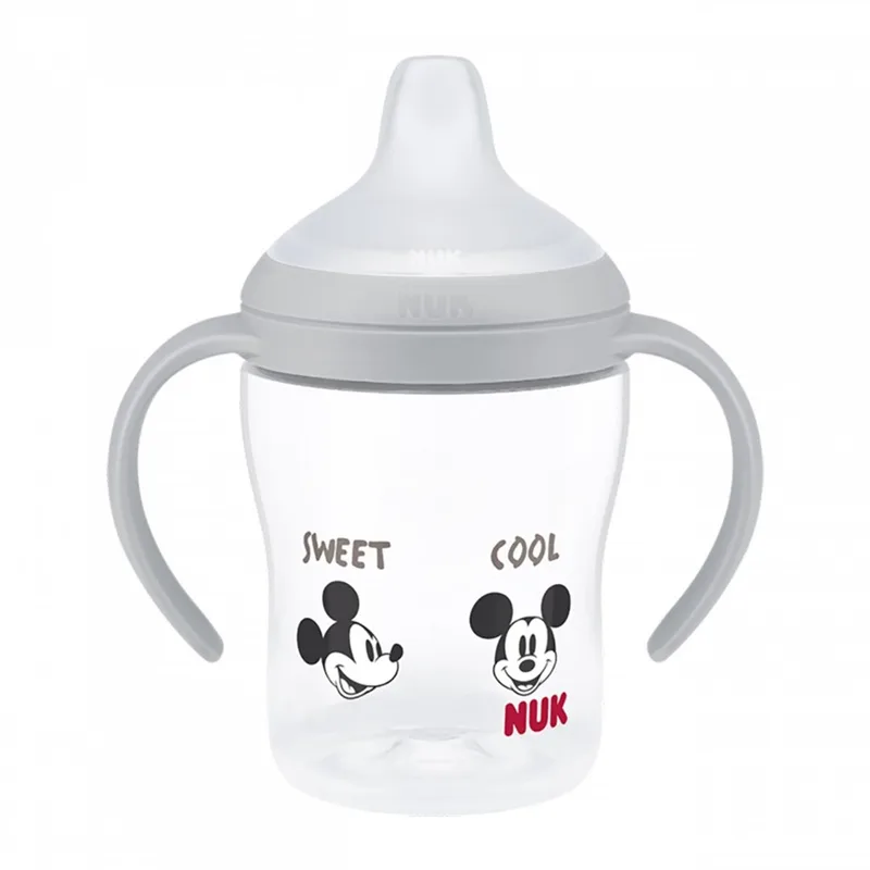 Mickey Mouse babyfles met handvat 150ml 6-18 maanden fra NUK i Grå – produktbillede