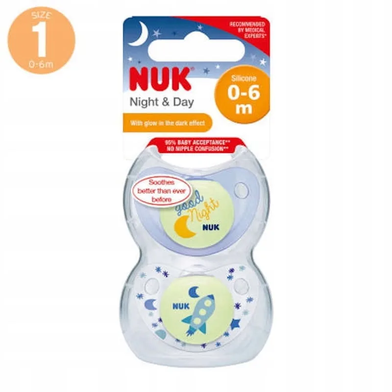 Nacht & Dag Siliconen Speen 2 Stuks - Lichtgevend van NUK – productfoto