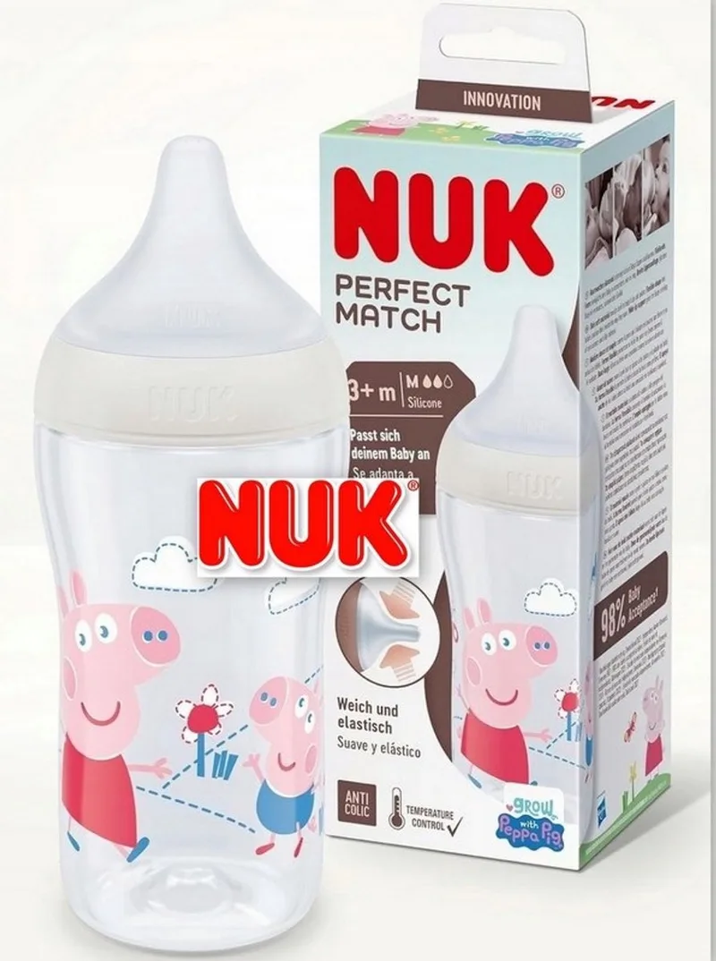 Peppa Pig | Perfect Match Babyfles | 3 m+ | 260 ml | 260 ml by NUK in Roze – product photo