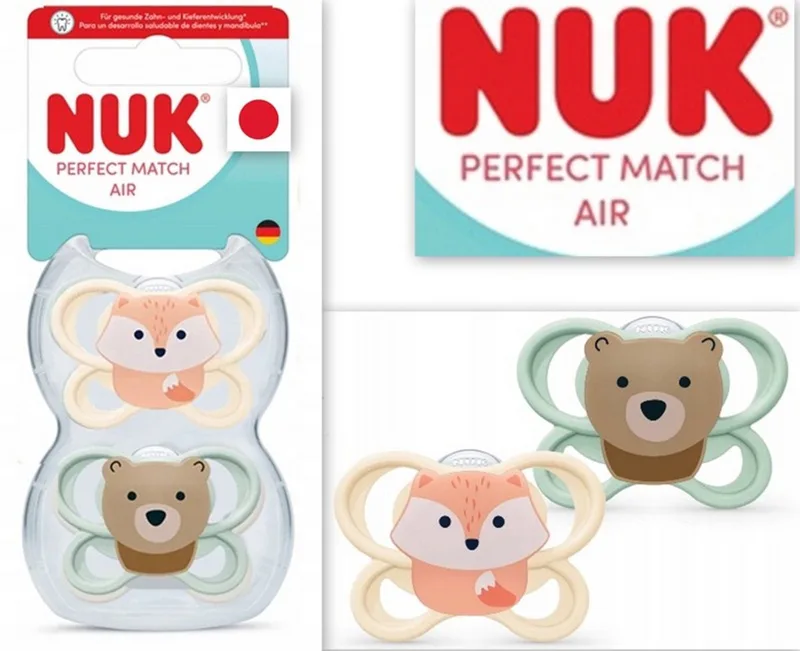 Perfect Match Air Fopspeen 0–2 Maanden – Siliconen – AIR Ventilatiesysteem – 2 Stuks 0-2 maanden de NUK en Orange – photo produit