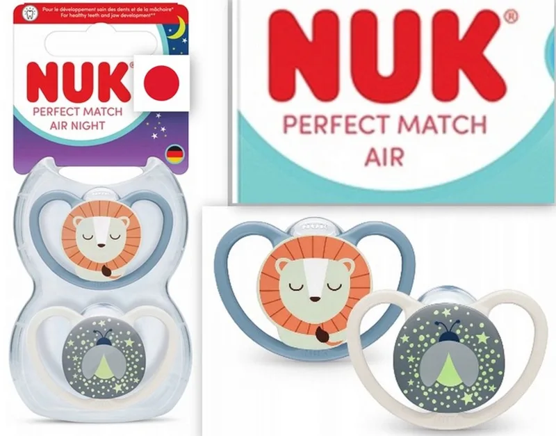 Perfect Match Air Night Fopspeen – Glow in the Dark – 2 Stuks – Siliconen 0-6 maanden de NUK en Blanc – photo produit
