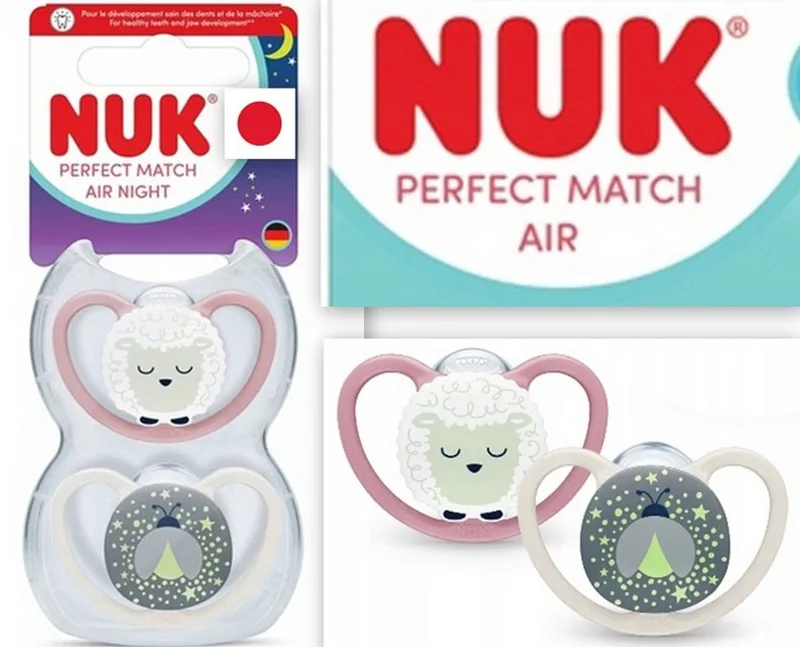 Perfect Match Air Night Fopspeen – Glow in the Dark – 2 Stuks – Siliconen 0-6 maanden fra NUK i Lyserød – produktbillede