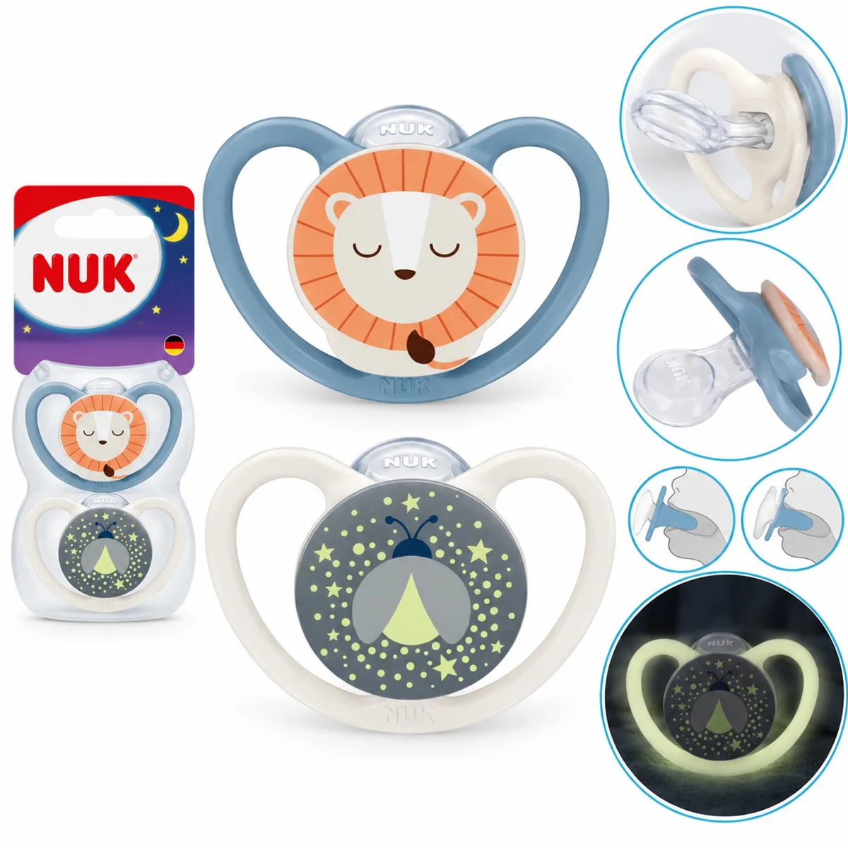 Perfect Match Air Night Fopspenen – 2 Stuks – Glow in the Dark – Orthodontisch – BPA-vrij – Met Bewaardoos- 18-36 maanden by NUK – product photo