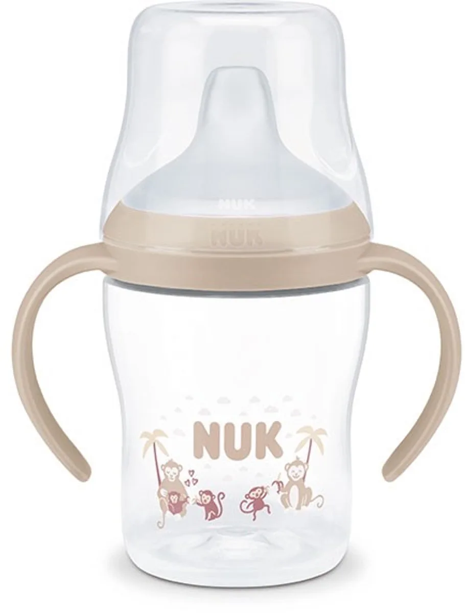 Perfect Match drinkbeker 150 ml – 6+ maanden – met handgrepen- apen monkeys de NUK en Beige, *transparant – photo produit