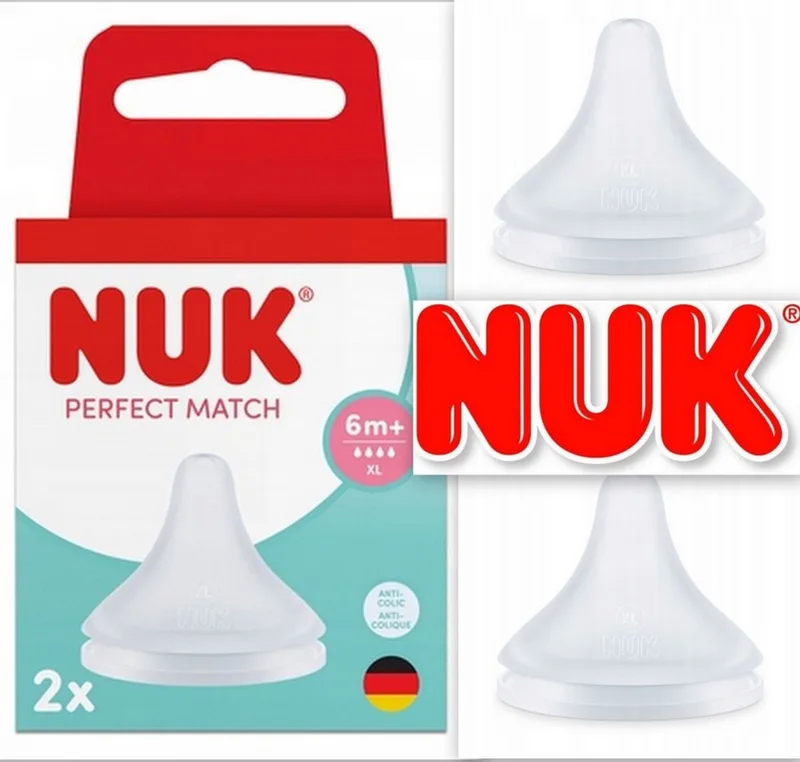 Perfect Match Fopspeen voor babyflessen | 2 stuks | past voor Perfect Match Babyflessen | 6 m+ | maat: XL van NUK in Transparant, Wit – productfoto
