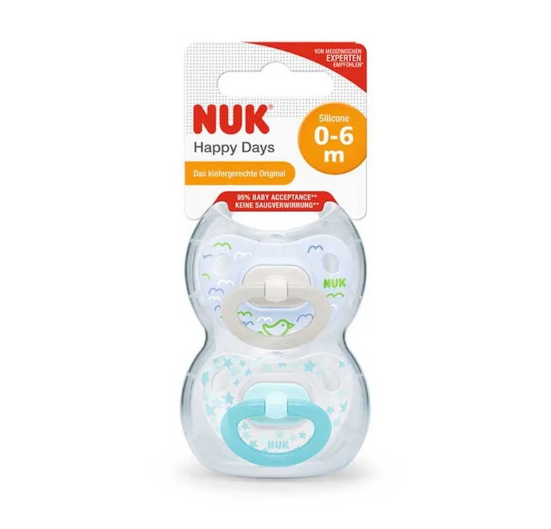 Schnuller NUK Babyschnuller Happy Days 0-6 Monate van NUK in Grijs – productfoto