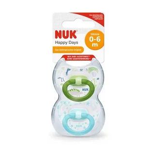Schnuller NUK Babyschnuller Happy Days 0-6 Monate van NUK in Groen – productfoto 1 van 3