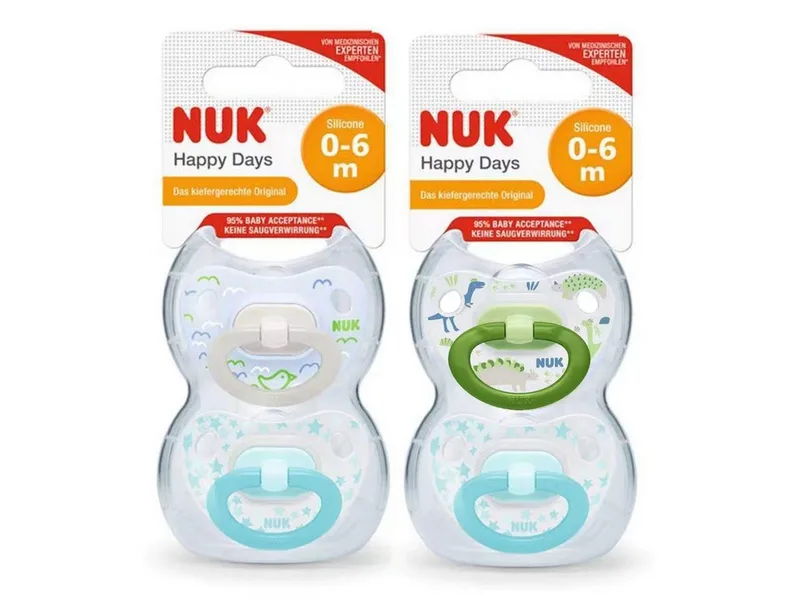 Schnuller NUK Happy Days Babyschnuller 0–6 Monate, Vorteilset de NUK en Vert – photo produit