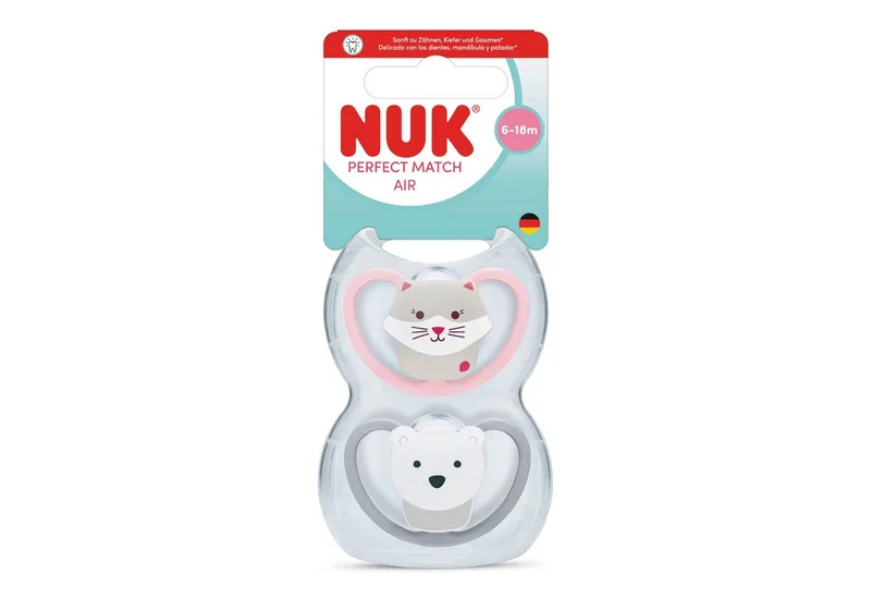 Schnuller Perfect Match Air Silikon 2er Pack by NUK in Katze & Bär 6-18 m – product photo 1 of 2