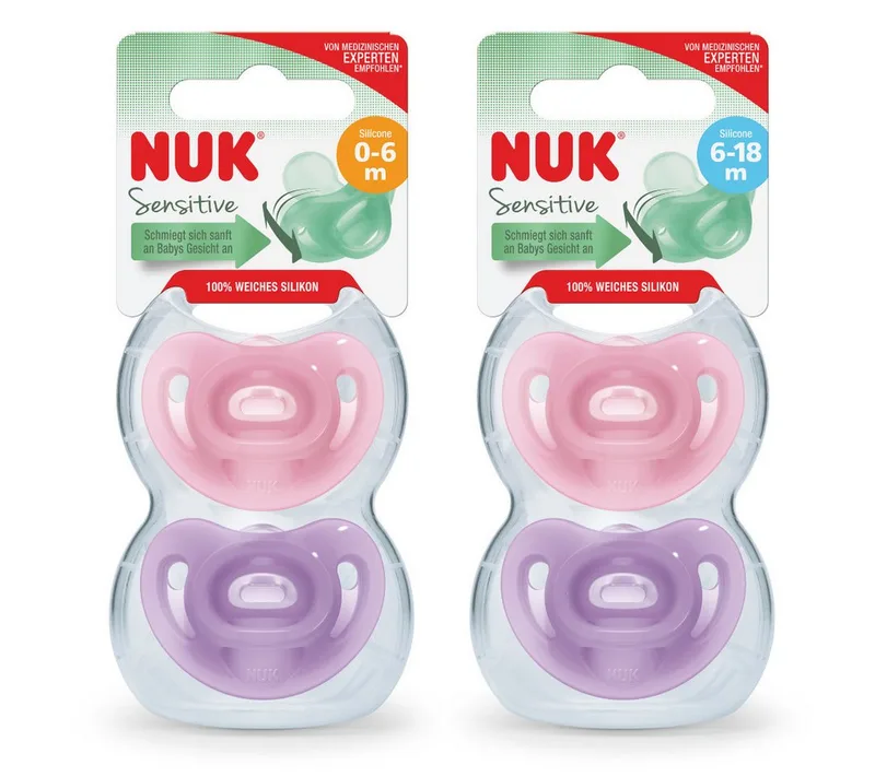 Schnuller Sensitive Schnuller 0–6 Monate + Sensitive Schnuller 6-18 Monate SET by NUK in Pink – product photo 1 of 5