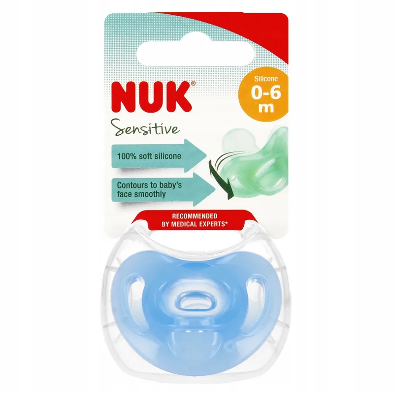 Sensitive Siliconen Speen 0-6m - Orthodontisch & Anatomisch fra NUK i Blå – produktbillede