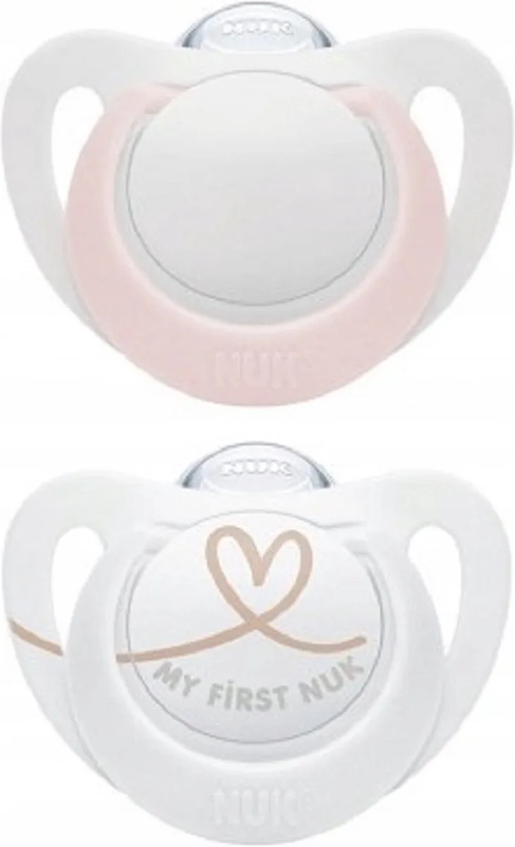 Star siliconen fopspenen 2 st. set | 0-2 maanden by NUK in White, Pink – product photo