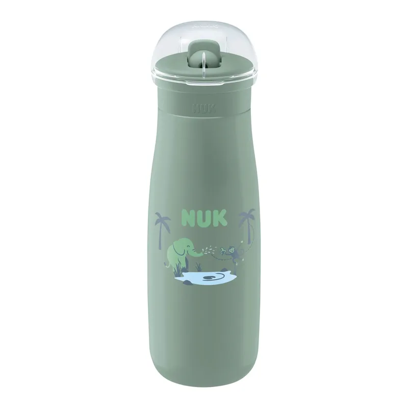 Trinkflasche mit Flip-Strohhalm First Choice, 450ml van NUK in Groen, 7 × 7 × 24,9 mm – productfoto 1 van 3