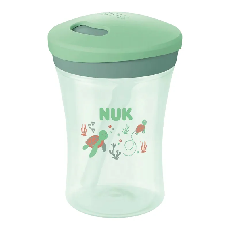 Trinklernflasche mit Strohhalm First Choice, 230ml by NUK in Green, 8,6 × 8,6 × 15,9 mm – product photo