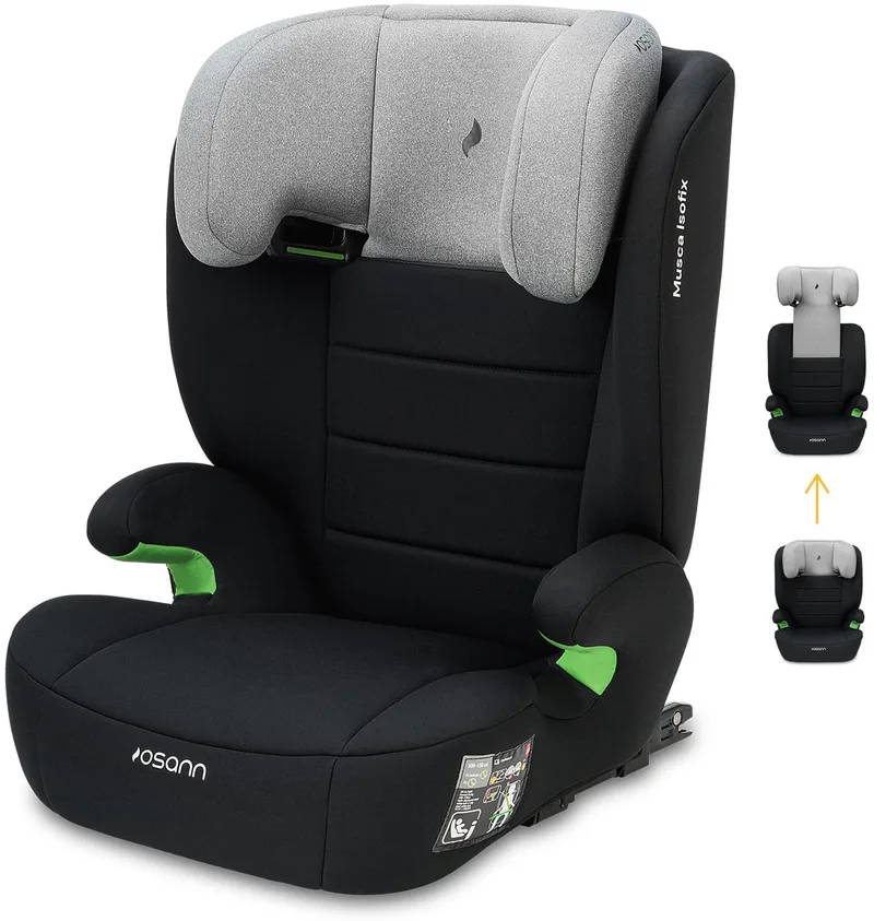Musca i-Size-kinderzitje van 100 tot 150 cm, autokinderzitje zonder Isofix, zitverhoger met rugleuning de Osann en Grijs gemêleerd – photo produit