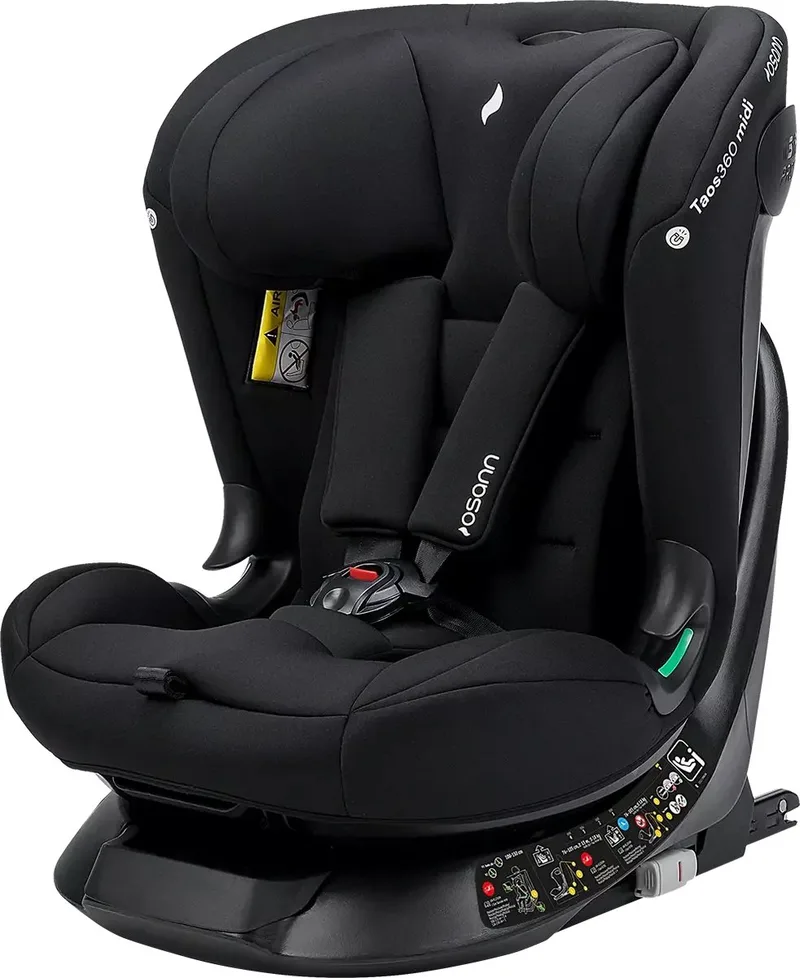Taos360 i-Size, 360° draaibaar autostoeltje voor kinderen van 40-150 cm, achterwaarts gericht met Isofix en top-tether op de basis, babyautostoeltje de Osann en Zwart – photo produit