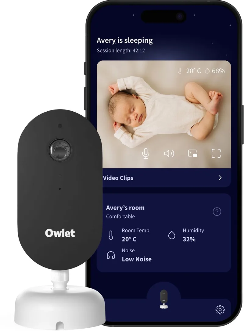 Dream Sight™ Babyfoon met camera 2K HD Camera – Baby monitor met Huil-, Geluids- & Bewegingsdetectie - Volg overal live via je telefoon met Gratis Dream App de Owlet en Wit – photo produit
