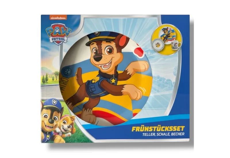 Geschirr-Set PAW PATROL Kindergeschirr - Frühstückset Teller, Schale, Becher BOYS (3-tlg), 1 Personen, Porzellan van P:OS – productfoto 1 van 2