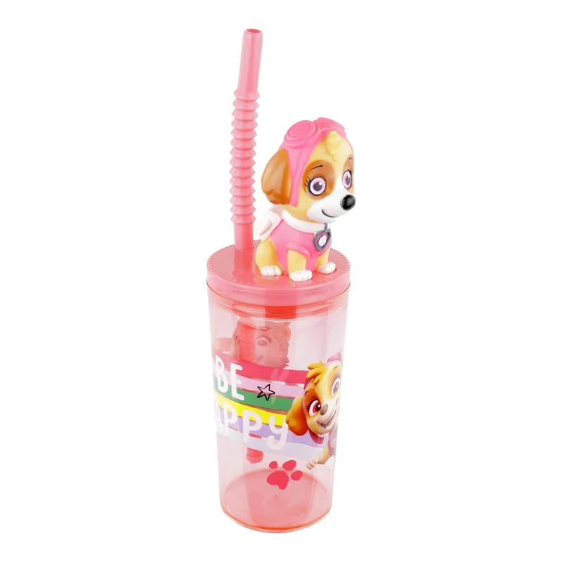 Paw Patrol Trinkbecher mit Strohhalm und 3D-Figur, 360 ml van P:OS in Meerkleurig, 23 mm – productfoto
