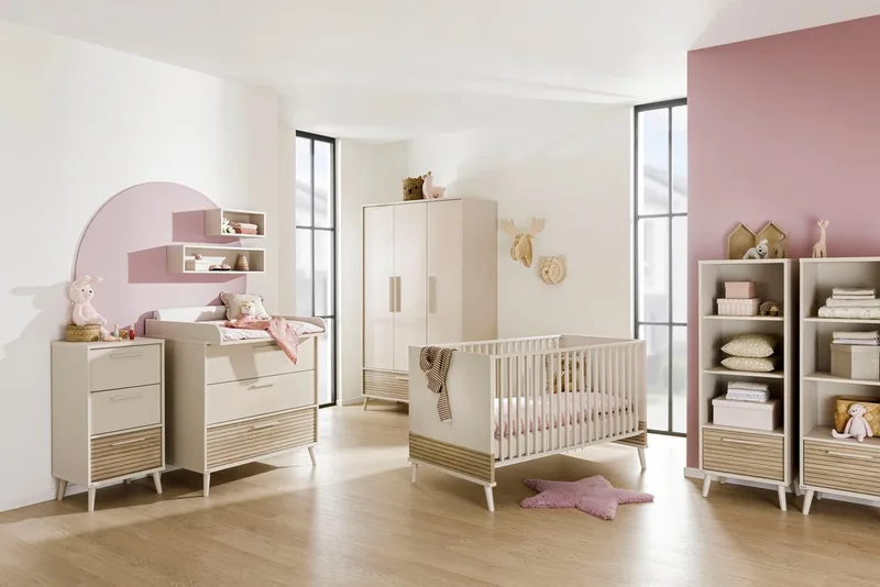 Babybett EEFJE 70x140cm in umbaubares Kinderbett mit Massivholz, Gitterbett 4-fach höhenverstellbar, entnehmbare Sprossen, Juniorbett by Paidi in Beige – product photo 2 of 5